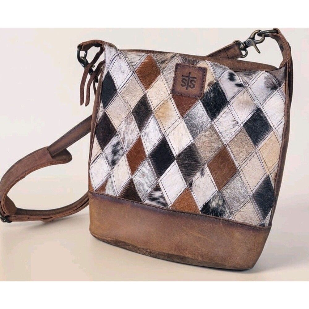 STS Ranchwear Leather Crossbody Bag Diamond Detachable Strap Cowhide Western